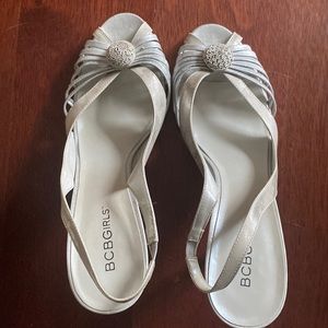 Silver BCBG Girls 4 inch heels